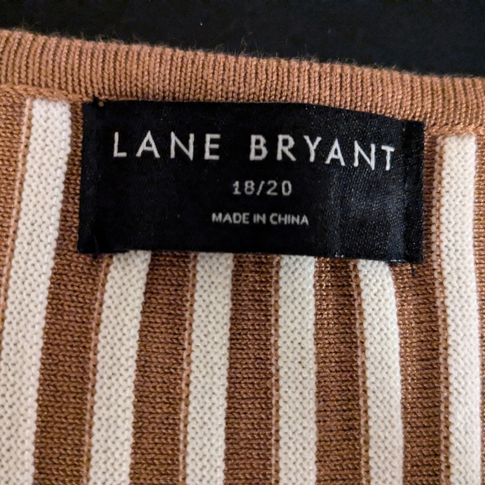 NWT Lane Bryant Stretchy Pleated Caramel/Cream Dress. Sz 18/20 - Picture 12 of 14